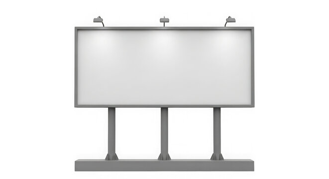 Large blank outdoor billboard sign with lights for advertising display isolated on transparent background