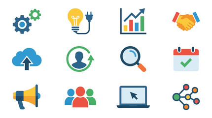 Fototapeta premium Business marketing and professional team collaboration icons.