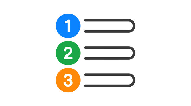 Numbered list with circles and horizontal lines