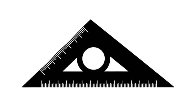 Vector illustration of black plastic drafting triangle ruler on a transparent background