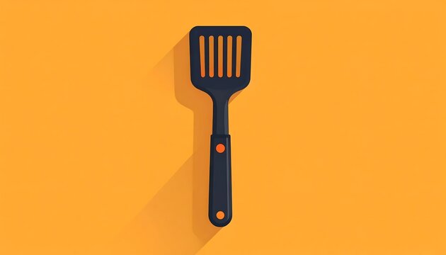 Minimalist blue fork icon on orange background.