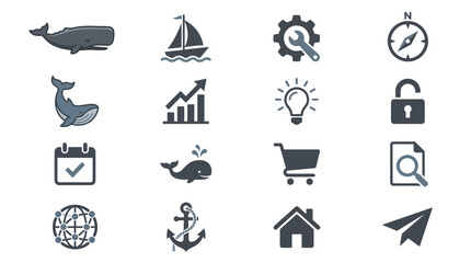 Versatile business icons with nautical and tech themes. © NAFAS KUDA