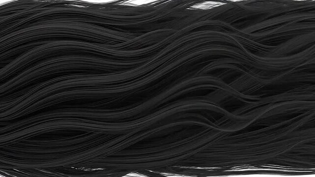 A detailed close-up view of long flowing dark hair strands