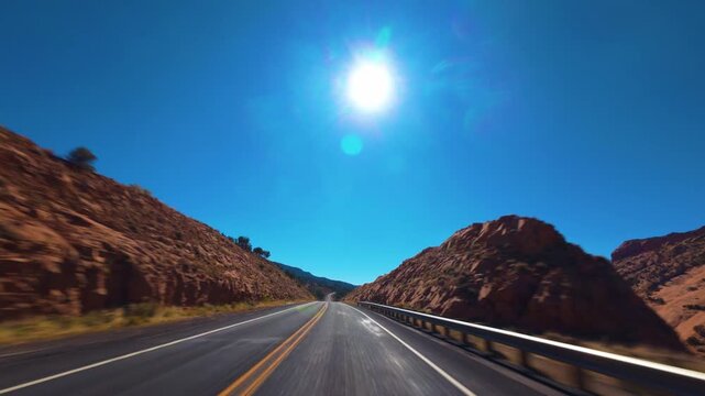 Page Arizona POV Drive on Highway 98 Through Desert Landscape