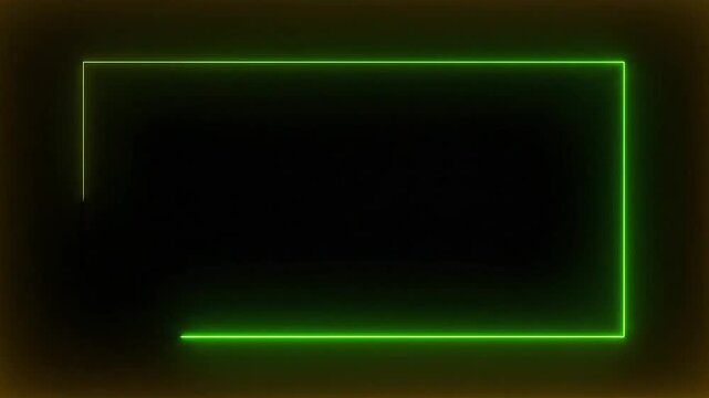 A glowing rectangular frame with shifting neon light borders on a dark background