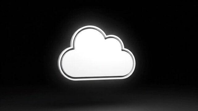 Abstract cloud symbol with white color on black background digital concept