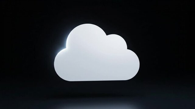 Abstract 3 d cloud symbol on dark background with subtle lighting effect