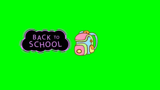 Back to school text bubble with colorful backpack icon