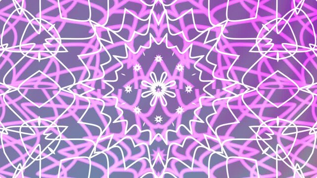 Symmetrical white line pattern purple background digital mandala overlay fractal design ideal for packaging, textiles, and digital backgrounds. Intricate and artistic.