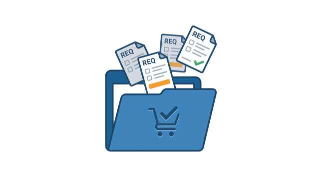 Digital Document Management System with Purchase Requisition Files and Folder Icon