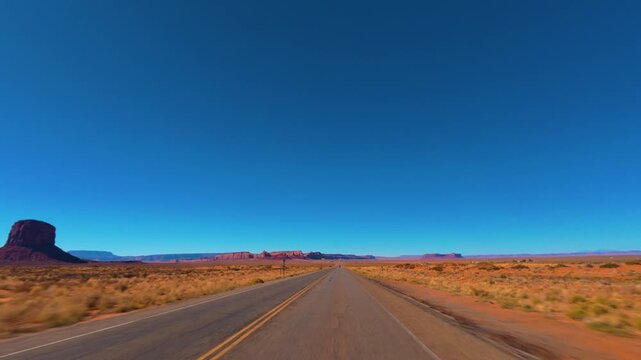 Page Arizona POV Drive on Highway 98 Through Desert Landscape