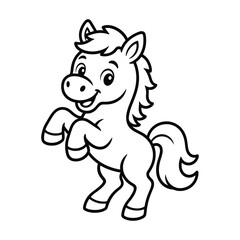 Fototapeta premium Cute cartoon pony illustration for coloring page for little children today.