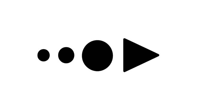Vector illustration of abstract progression icon with increasing circles and a triangle arrow on a transparent background