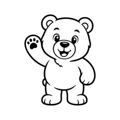 Polar bear cub waving hand cartoon vector drawing for kids coloring book. © MST MOZIDA