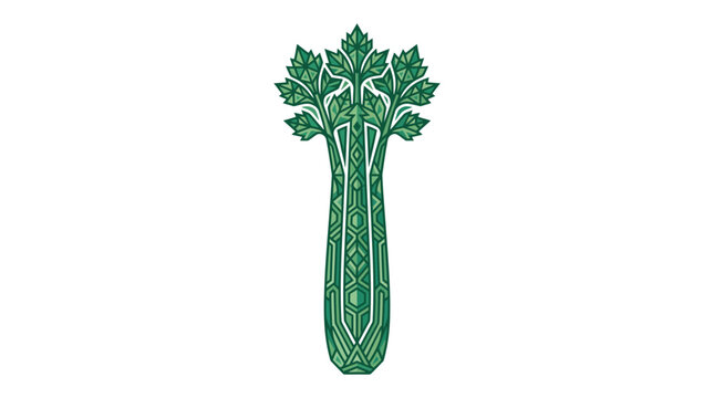 Art Deco Celery Stalk Illustration with Geometric Patterns