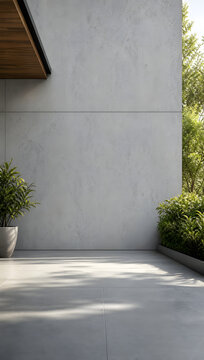 Modern Building Exterior with Living Wall Surrounded by Natural Landscaping