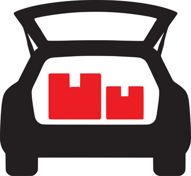 Car Trunk with Red Packages Silhouette

