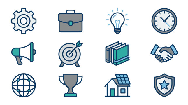 Professional business and corporate management icon collection.