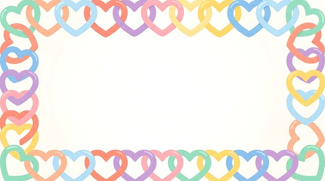 Interlocking colorful hearts border frame celebrating International Day of Peace with a clean white copy space center for website banners and global unity concepts