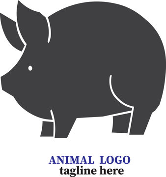 Minimalist pig silhouette logo design icon with silhouette livestock branding minimalist creative business identity agriculture domestic farmhouse illustration corporate template isolated