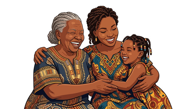 Three generations of african american women hugging