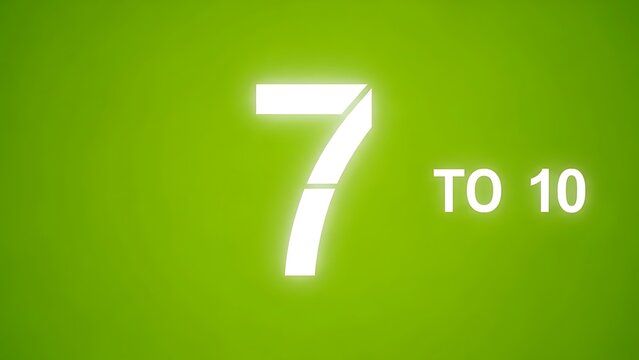 Green background with white number seven and text.