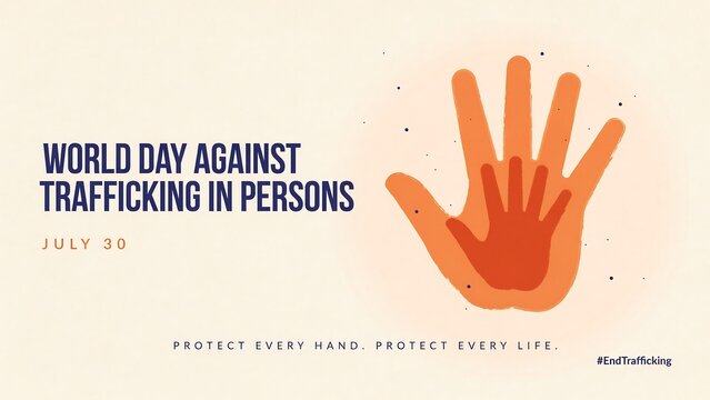 Hand illustration for world day against trafficking in persons
