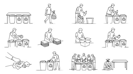 Obraz premium Recycling Process: People Sorting Waste for Environmental Protection and Sustainability