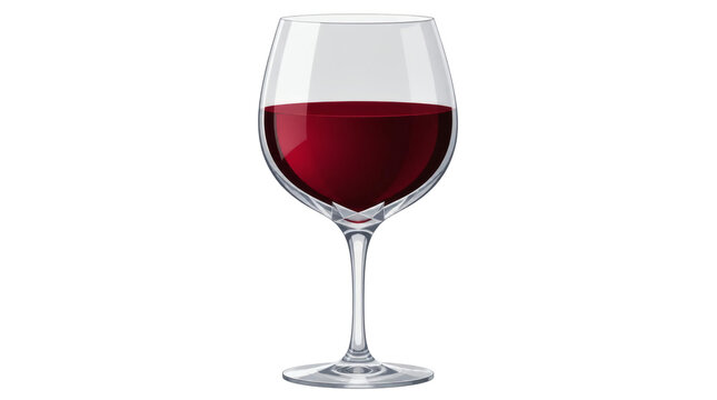 Stylized Flat Design Illustration of a Crystal Wine Glass Filled with Red Wine