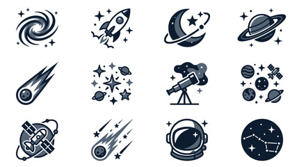 Astronomy and outer space exploration icon set. © Tawang