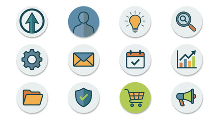 Fototapeta premium Circular flat icons for web and business.