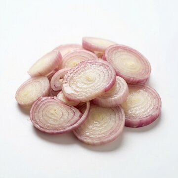 Close-up view of sliced red onions showcasing concentric layers and vibrant colors
