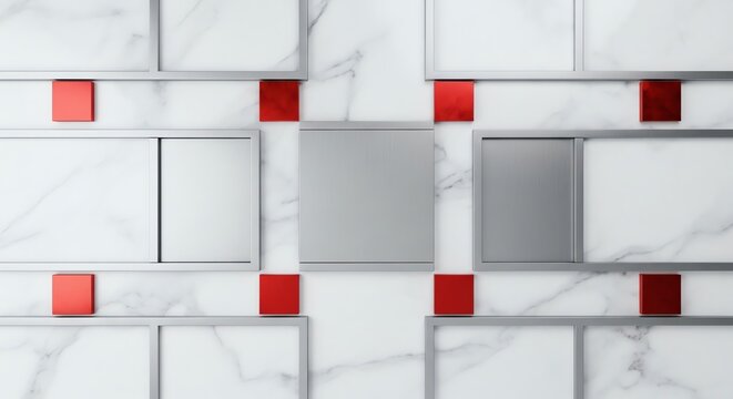 Modern Abstract Composition with Geometric Shapes and Marble Texture