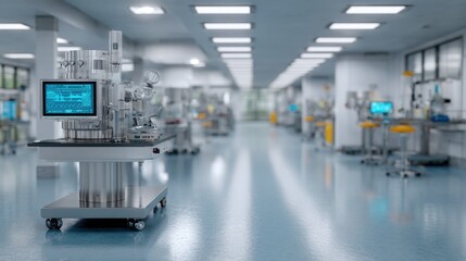 Fototapeta premium Advanced laboratory with high-tech equipment for research and development, showcasing a modern facility designed for scientific innovation and exploration.