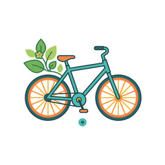 Fototapeta premium Eco-friendly bicycle with green leaves and flower, sustainable transport concept