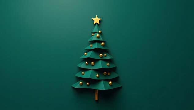 Minimalist dark teal christmas tree modern holiday decor for festive season greetings and celebrations