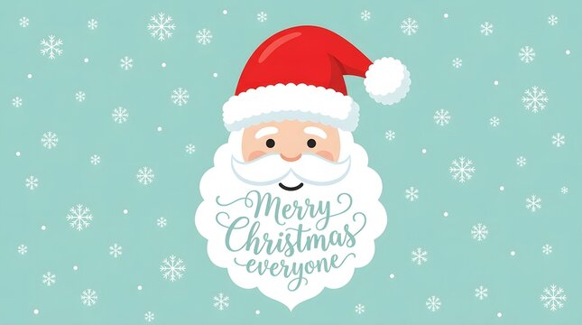 Festive christmas illustration santa claus with 'merry christmas' message and snowflake background