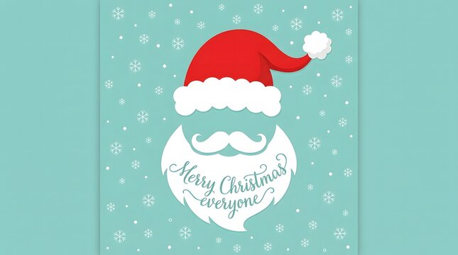 Festive christmas santa face illustration with 'merry christmas' message for holiday greetings and decorations