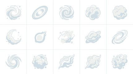 Pale blue space and atmospheric weather icons © Win