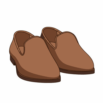 Vector Illustration of Classic Men Brown Leather Loafer Shoes