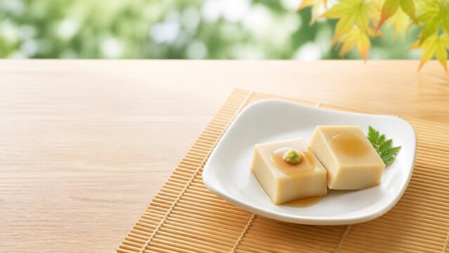 胡麻豆腐となめらかなたれ わさびを添えた和の小鉢料理