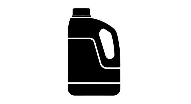 Vector illustration of black silhouette icon of a plastic detergent or bleach bottle on a transparent background