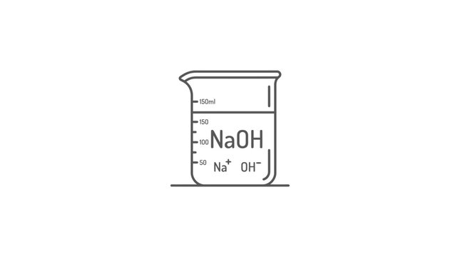 Chemical beaker with sodium hydroxide solution