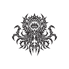 Fototapeta premium Tribal Tattoo Logo Design Featuring Central Eye Symbol.