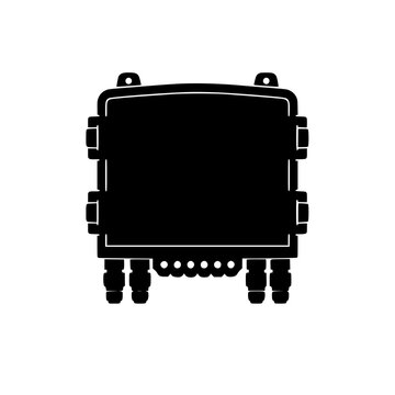 Black electrical junction box icon isolated on white background 