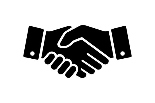 Minimalist business deal handshake icon solid black silhouette