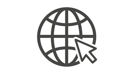 Obraz premium Global internet cursor icon representing worldwide web access and online navigation.