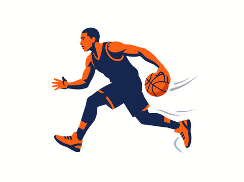 Dynamic basketball player dribbling vector graphic