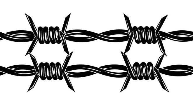 Vector illustration of barbed wire seamless pattern on a transparent background