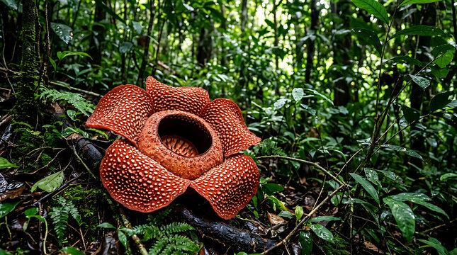 Rafflesia flower blooming in tropical rainforest 1.